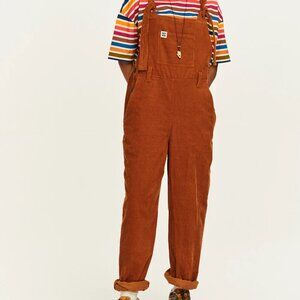 Lucy & Yak Caramel Orange Corduroy Pant Overalls Never Worn Brand New with Bows